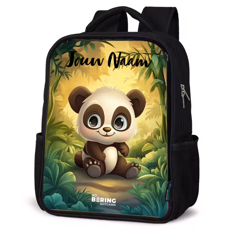 Kinderrugzak met naam - Zwart - Panda - Bamboebos - Groen — 7