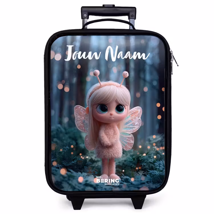 Kinderkoffer met naam - Zwart - Fairy - Bos - Glitters — 1
