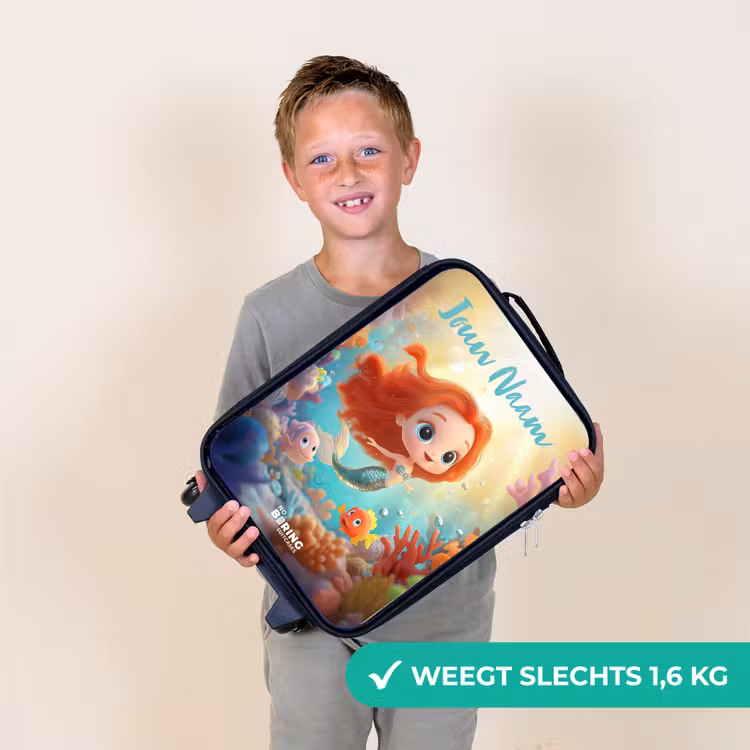 Kinderkoffer met naam - Zwart - Zeemeermin - Vissen - Koraal — 2