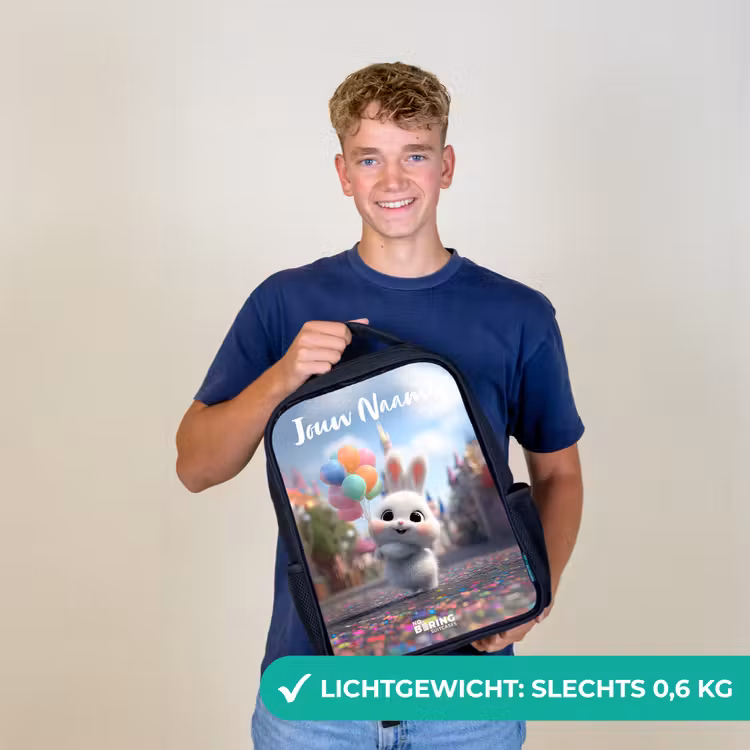 Kinderrugzak met naam - Zwart - konijn - Ballonnen — 3