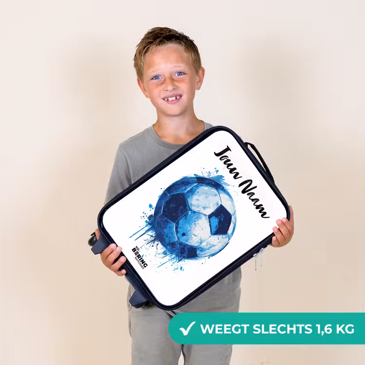 Kinderkoffer met naam - Zwart - Voetbalvibes - Inktspatten - Blauw — 2