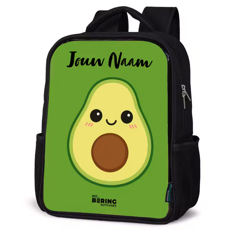 Kinderrugzak met naam - Zwart - Kawai - Avocado - Groen — 7