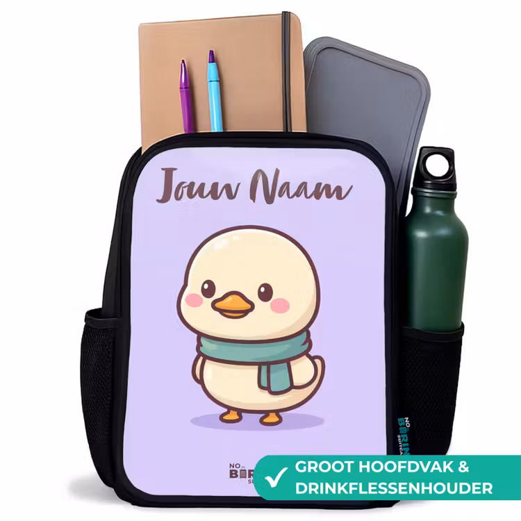 Kinderrugzak met naam - Zwart - Kawai - Eend - Sjaal — 4