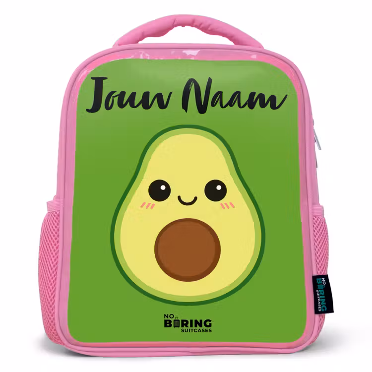 Kinderrugzak met naam - Roze - Kawai - Avocado - Groen — 1