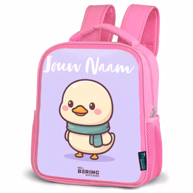 Kinderrugzak met naam - Roze - Kawai - Eend - Sjaal — 6