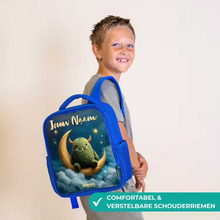 Kinderrugzak - Blauw - Groen monster op maansikkel — 4