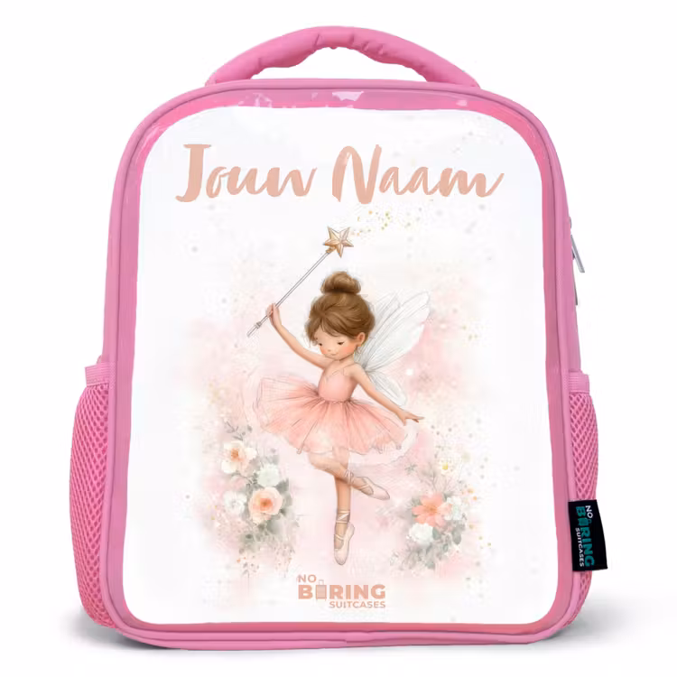 Kinderrugzak met naam - Roze - Ballerina fee in roze — 1