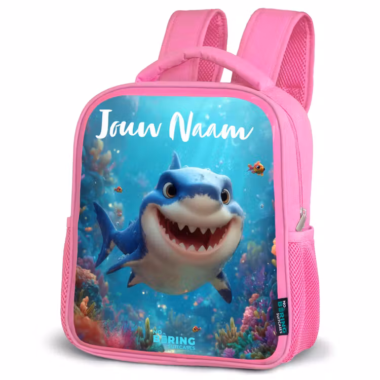 Kinderrugzak met naam - Roze - Rif - Koraal - Haai - Dier — 6