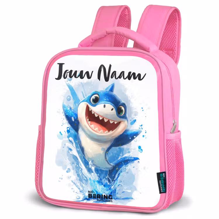 Kinderrugzak met naam - Roze - Haai - Tanden - Water — 6