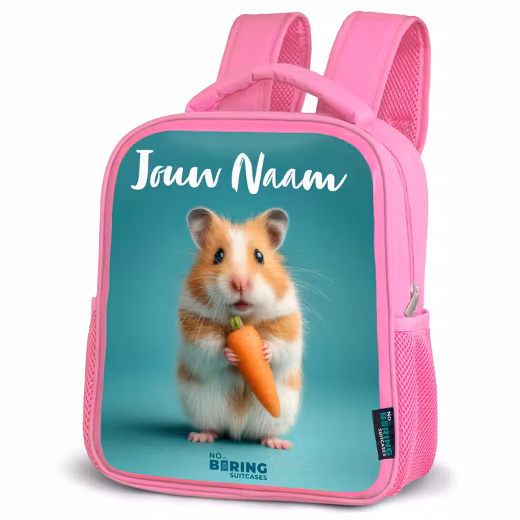 Kinderrugzak met naam - Roze - Hamster - Wortel - Dier — 6