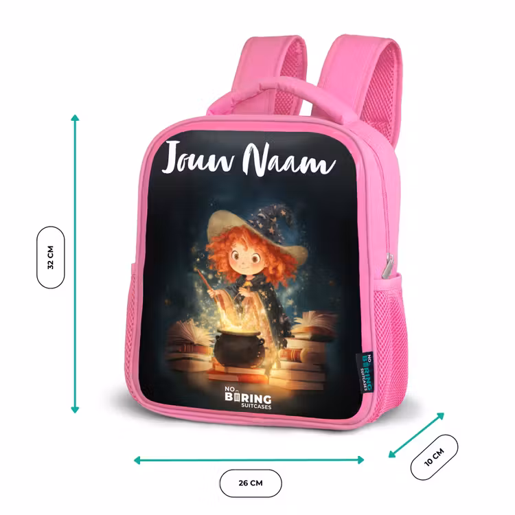 Kinderrugzak met naam - Roze - Heks met Sprankelende Toverdrank — 3