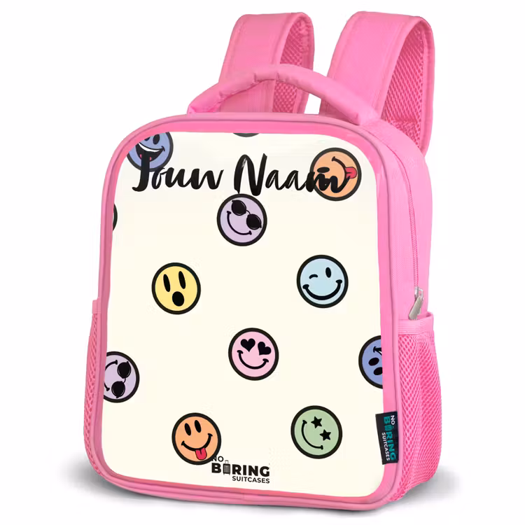 Kinderrugzak met naam - Roze - Speelse smiley-mix — 6
