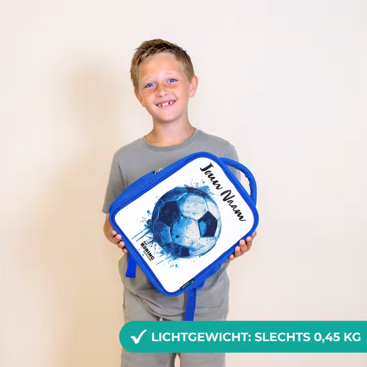 Kinderrugzak met naam - Blauw - Voetbalvibes - Inktspatten - Blauw — 2