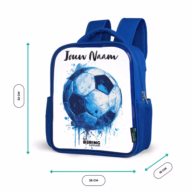 Kinderrugzak met naam - Blauw - Voetbalvibes - Inktspatten - Blauw — 6
