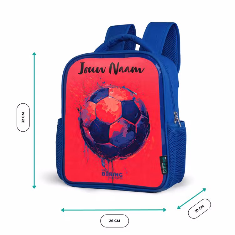 Kinderrugzak met naam - Blauw - Voetbalvibes - Verf - Blauw - Rood — 6