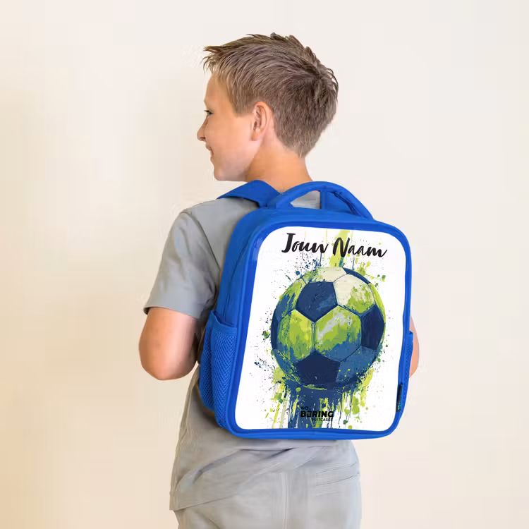 Kinderrugzak met naam - Blauw - Voetbalvibes - Verf - Groen - Blauw — 3