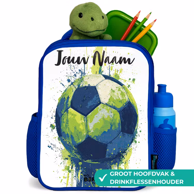 Kinderrugzak met naam - Blauw - Voetbalvibes - Verf - Groen - Blauw — 5