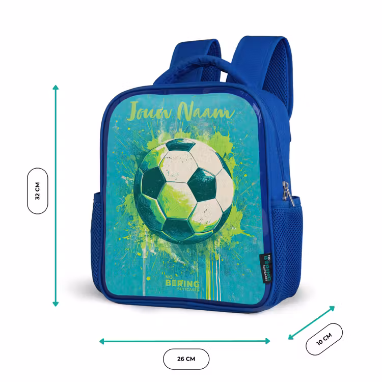Kinderrugzak met naam - Blauw - Voetbalvibes - Verfspatten - Groen - Blauw — 6