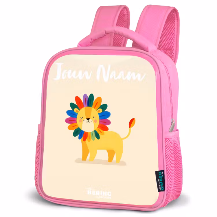 Kinderrugzak met naam - Roze - Leeuw - Manen - Kleurrijk — 6