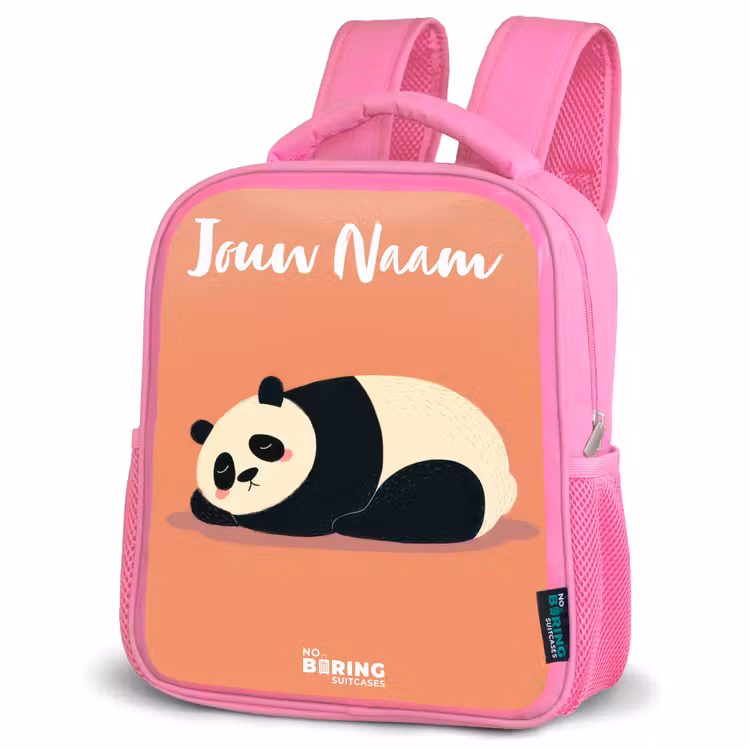 Kinderrugzak met naam - Roze - Panda - Slapen - Oranje — 6