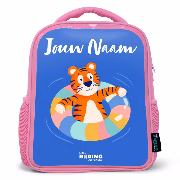 Kinderrugzak met naam - Roze - Tijger - Zwemband - Water — 1