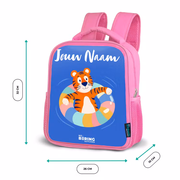 Kinderrugzak met naam - Roze - Tijger - Zwemband - Water — 3