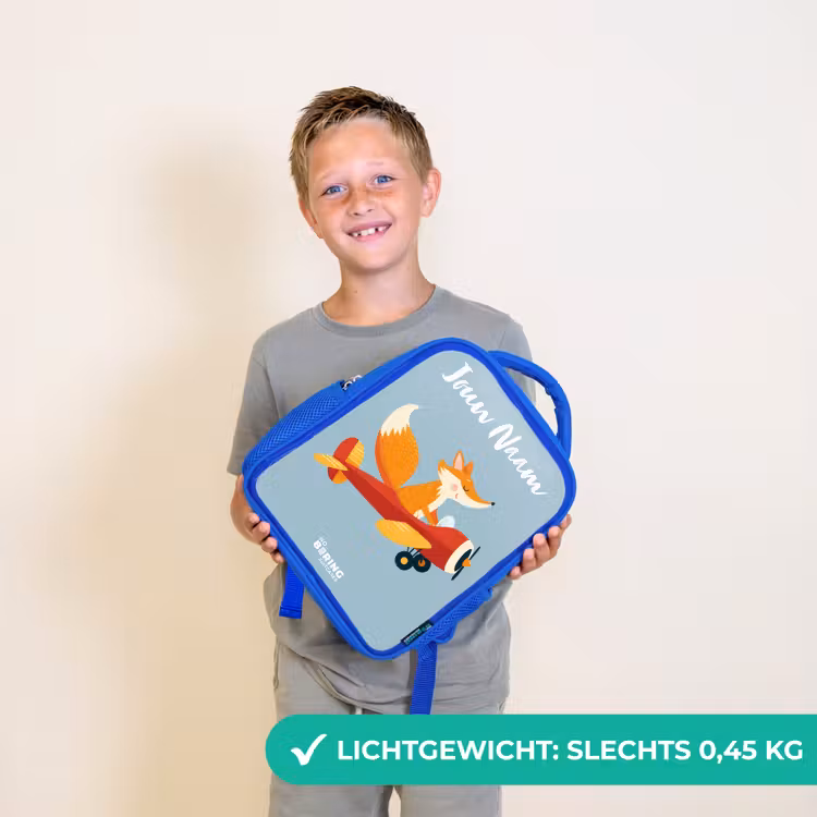 Kinderrugzak - Blauw - Vos - Vliegtuig -  Vliegen — 2