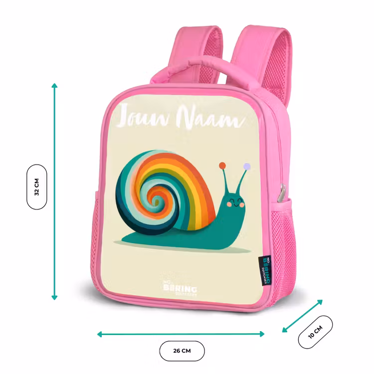 Kinderrugzak met naam - Roze - Slak - Regenboog - Kleurrijk — 3