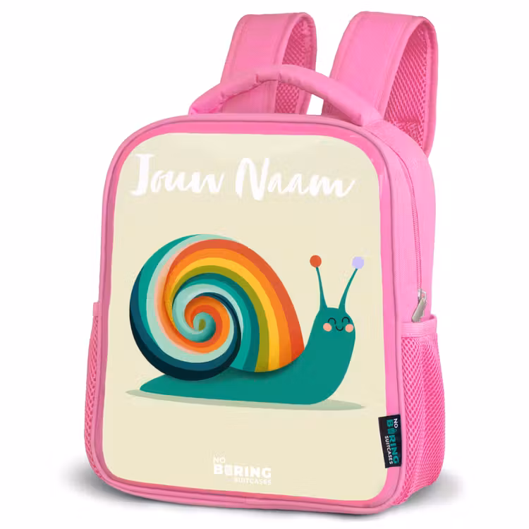 Kinderrugzak met naam - Roze - Slak - Regenboog - Kleurrijk — 6