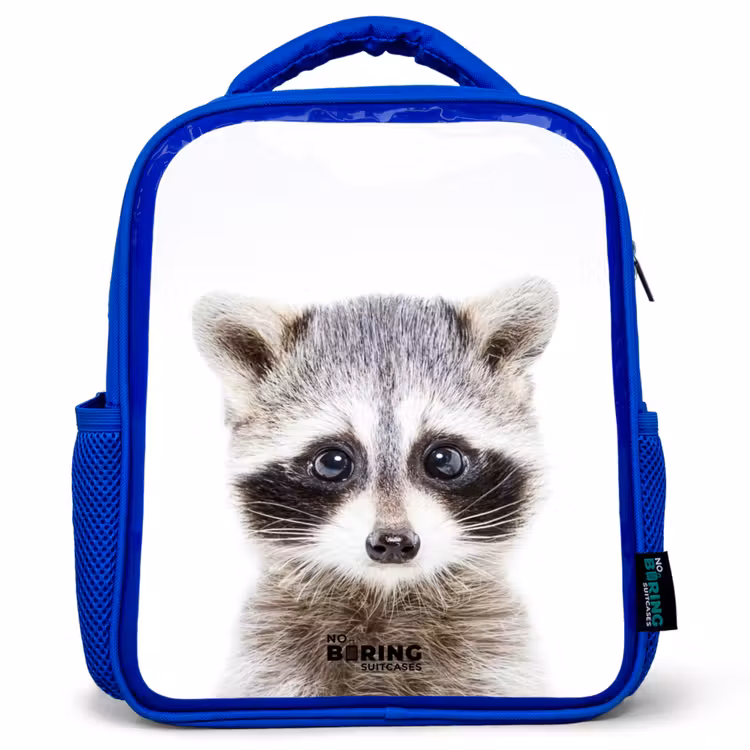 Kinderrugzak met naam - Blauw - Rachid Racoon — 1