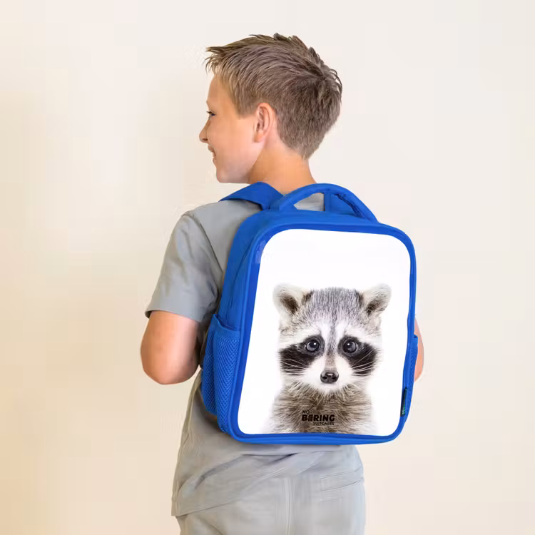 Kinderrugzak met naam - Blauw - Rachid Racoon — 3