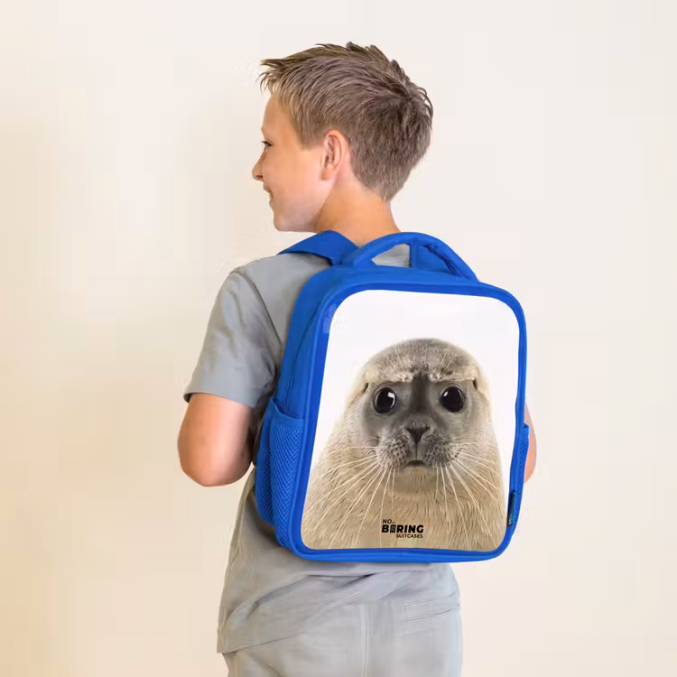 Kinderrugzak met naam - Blauw - Zyon Zeehond — 3