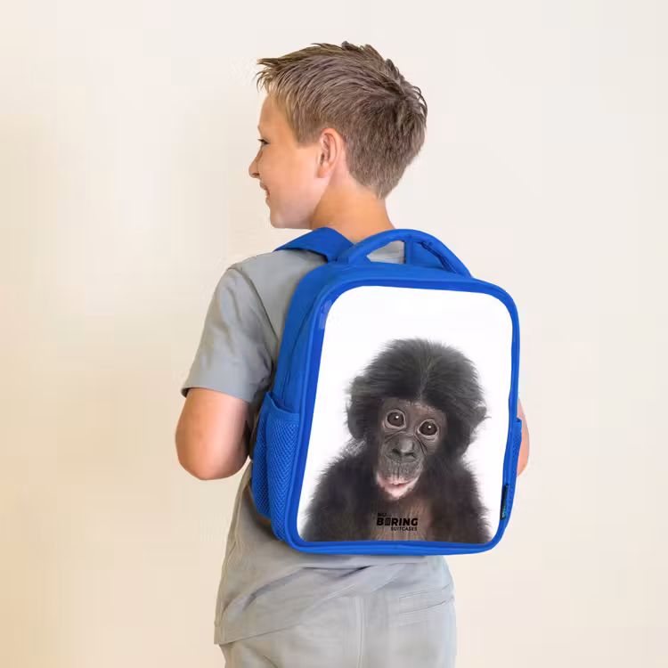 Kinderrugzak met naam - Blauw - Charlie Chimp — 3