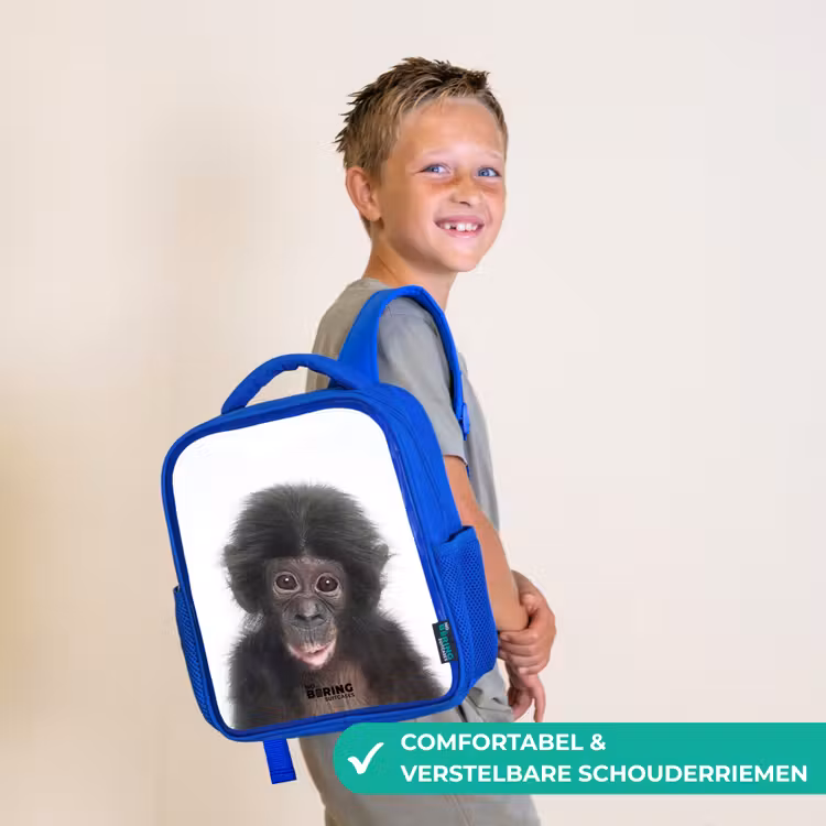 Kinderrugzak met naam - Blauw - Charlie Chimp — 4