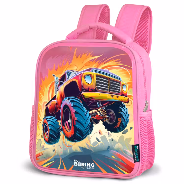 Kinderrugzak - Roze - Roze Monstertruck Vliegt over het Asfalt — 6