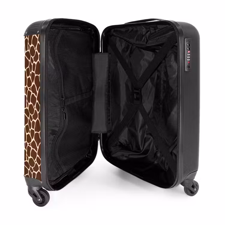 Koffer - Donkerbruin giraffepatroon met beige aders — 4