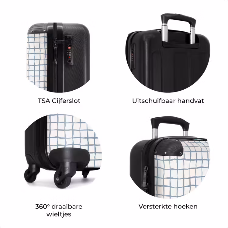 Koffer - Handgetekend blauw raster met zachte hoeken — 7