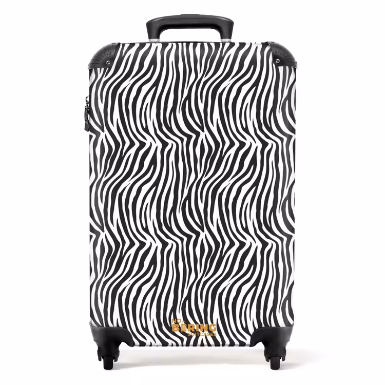 Koffer - Zwart wit zebrapatroon met golvende strepen — 1