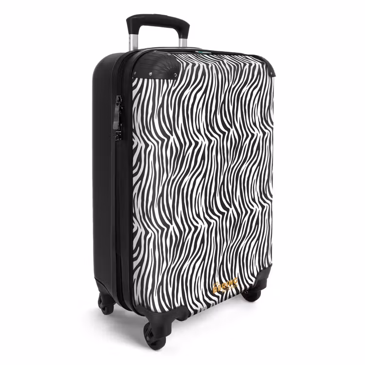 Koffer - Zwart wit zebrapatroon met golvende strepen — 2