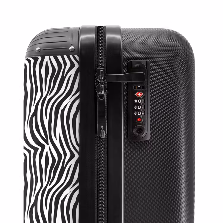 Koffer - Zwart wit zebrapatroon met golvende strepen — 5