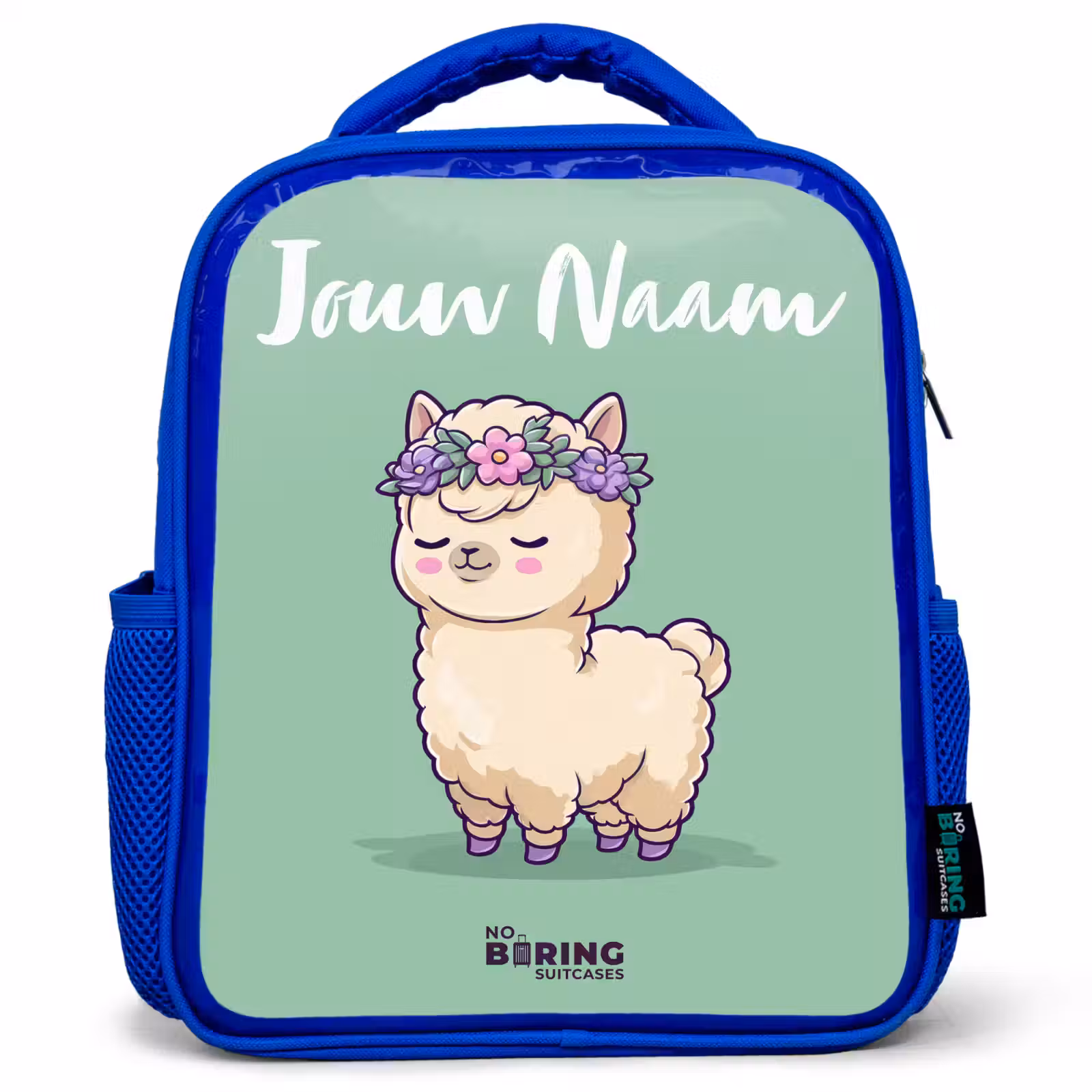 Kinderrugzak met naam - Blauw - Kawai - Alpaca - Groen — 1