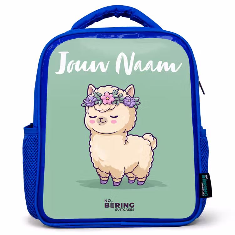Kinderrugzak met naam - Blauw - Kawai - Alpaca - Groen — 1
