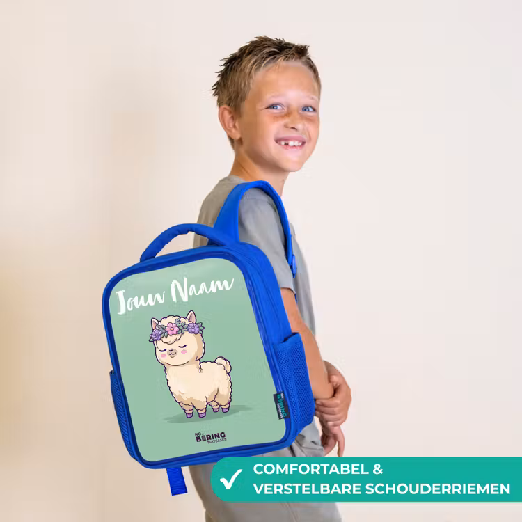 Kinderrugzak met naam - Blauw - Kawai - Alpaca - Groen — 4