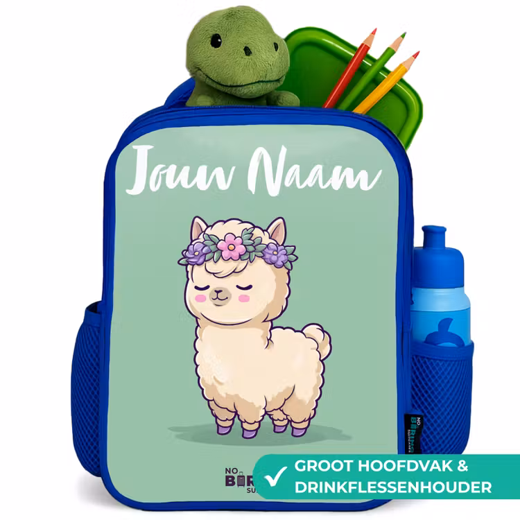 Kinderrugzak met naam - Blauw - Kawai - Alpaca - Groen — 5