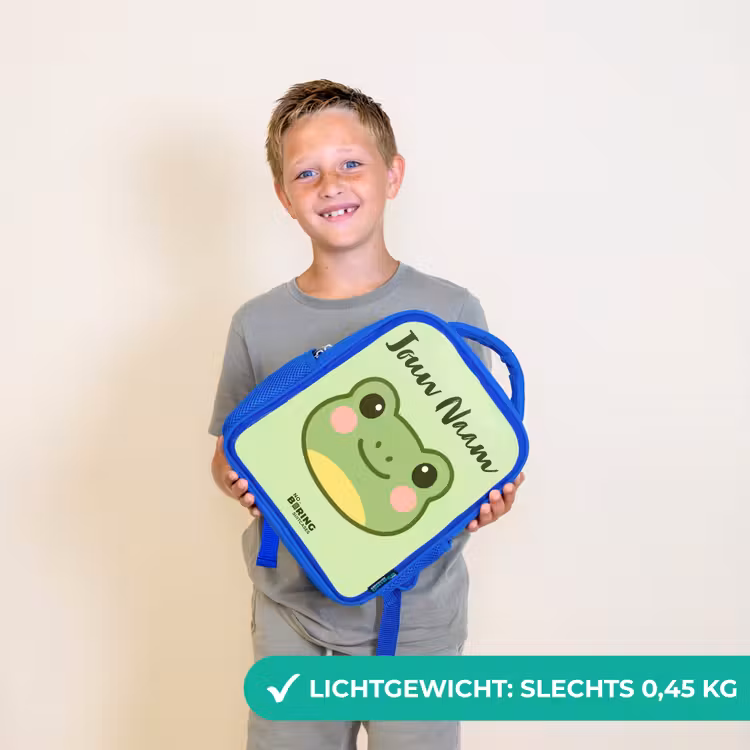 Kinderrugzak met naam - Blauw - Kawai - Kikker - Groen — 2