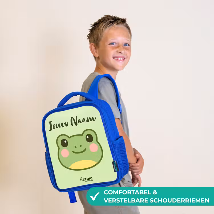 Kinderrugzak met naam - Blauw - Kawai - Kikker - Groen — 4