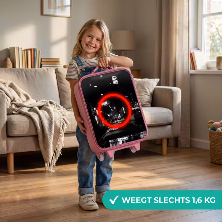 Kinderkoffer - Roze - Felrode cirkel boven een stadsstraat — 2