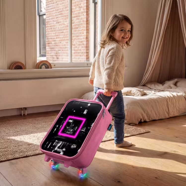 Kinderkoffer - Roze - Felroze vierkant met verlichte achtergrond — 3