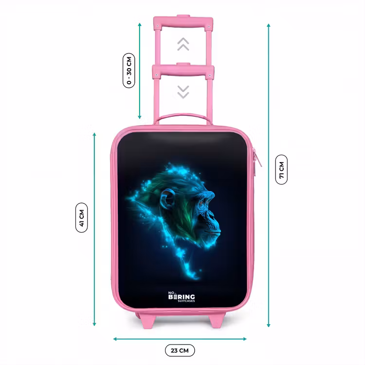 Kinderkoffer - Roze - Neon silhouet van een chimpansee — 6