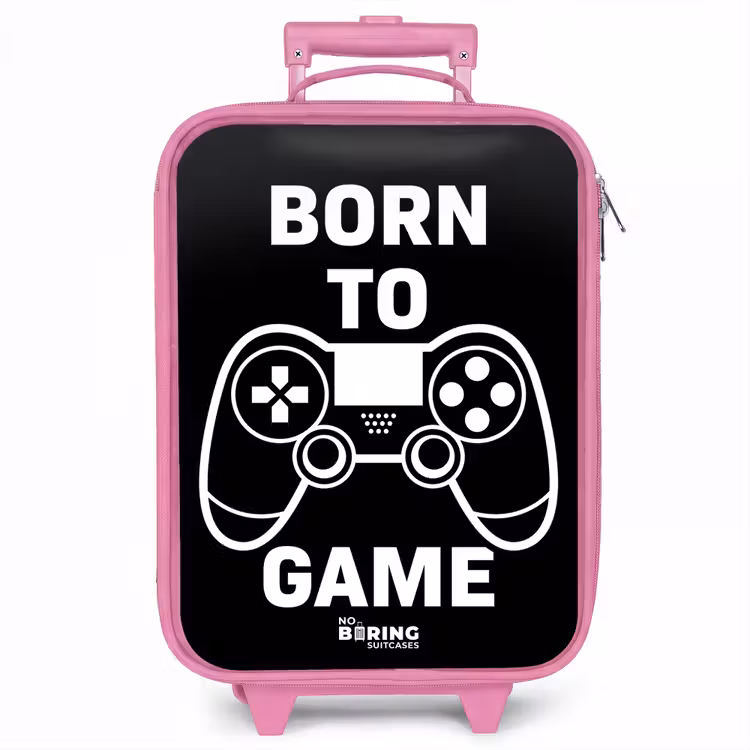Kinderkoffer - Roze - Qoute met controller in zwart wit — 1